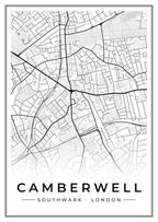Street map poster of Camberwell, Southwark, London