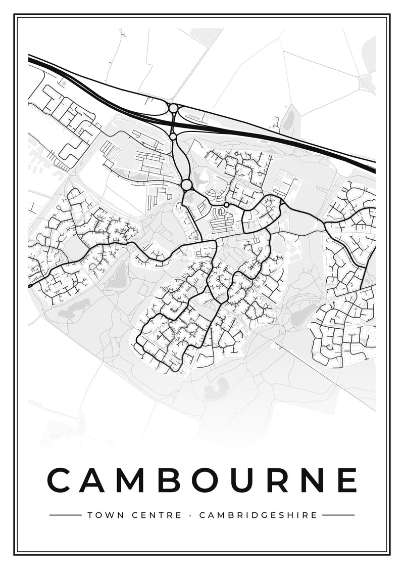 Cambourne Town Centre Street Map Poster