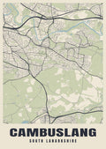 Street map poster of Cambuslang, South Lanarkshire