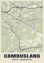 Street map poster of Cambuslang, South Lanarkshire