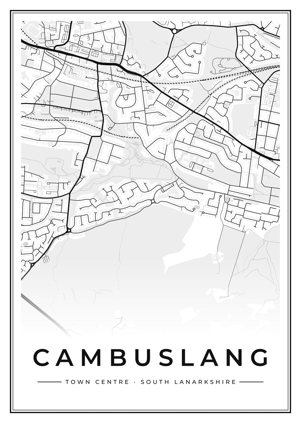 Cambuslang Town Centre Street Map Poster