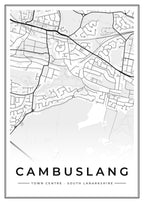 Street map poster of Cambuslang town centre, South Lanarkshire