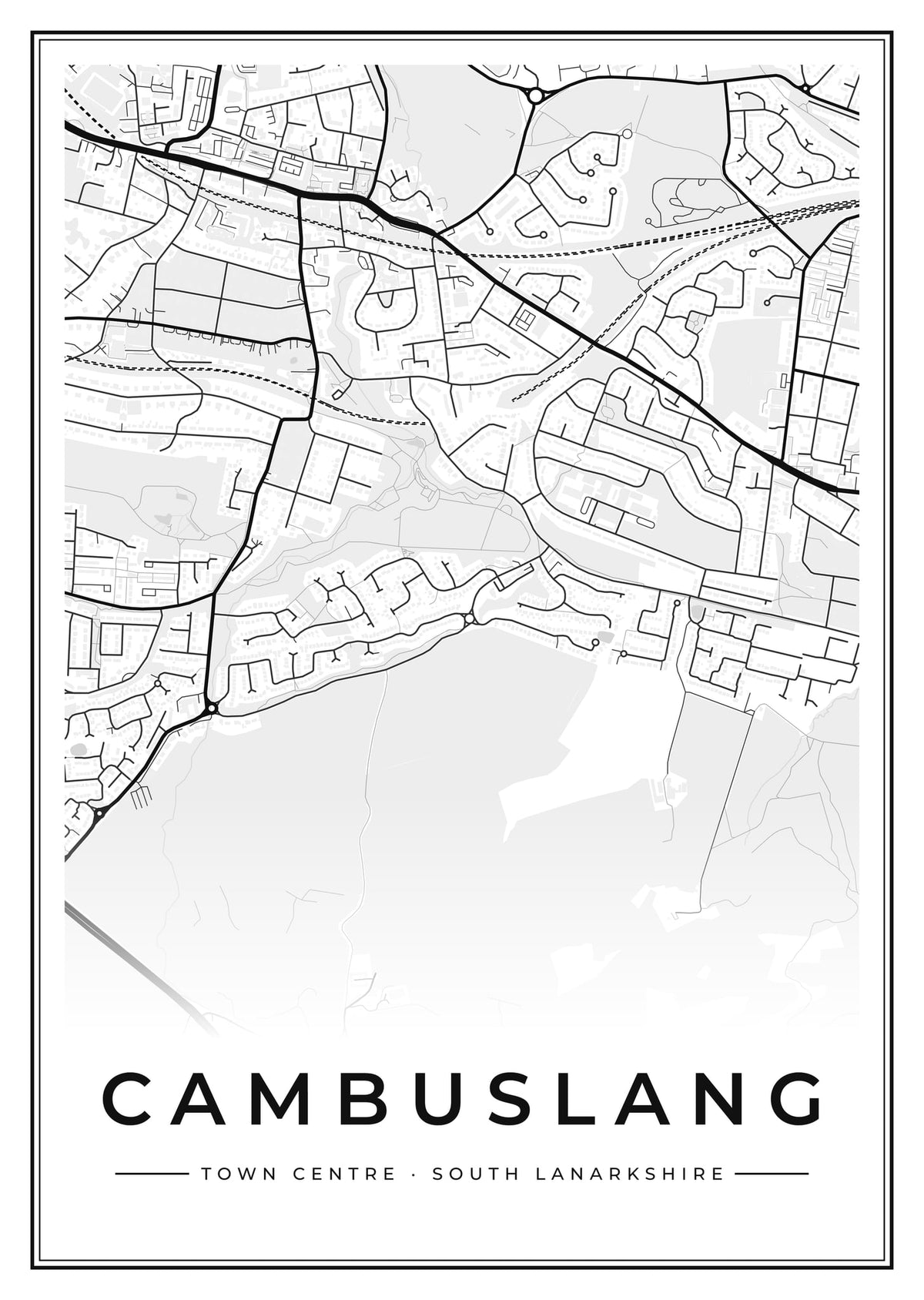 Street map poster of Cambuslang town centre, South Lanarkshire