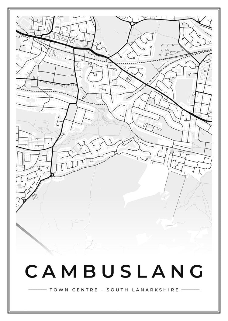 Cambuslang Town Centre Street Map Poster