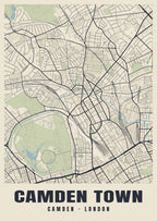 Heritage street map poster of Camden Town, Camden, London