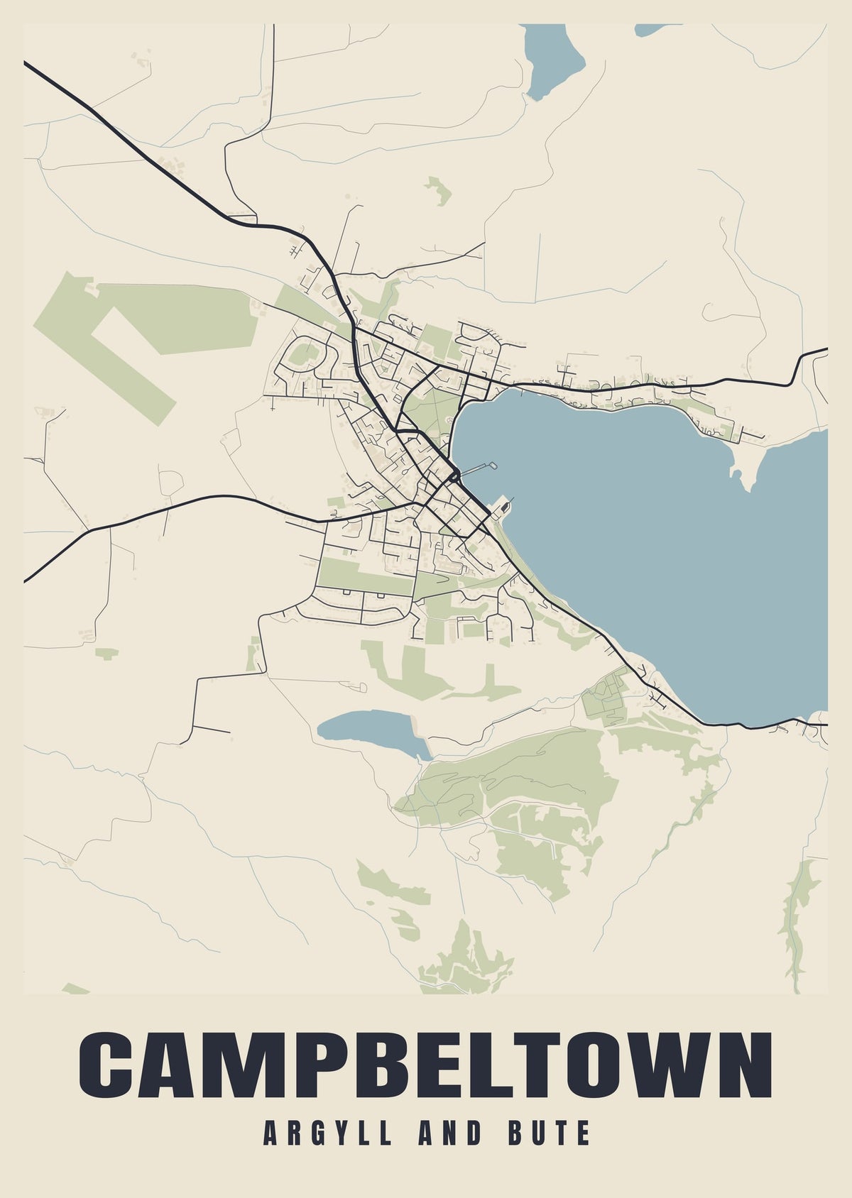 Street map poster of Campbeltown, Argyll and Bute