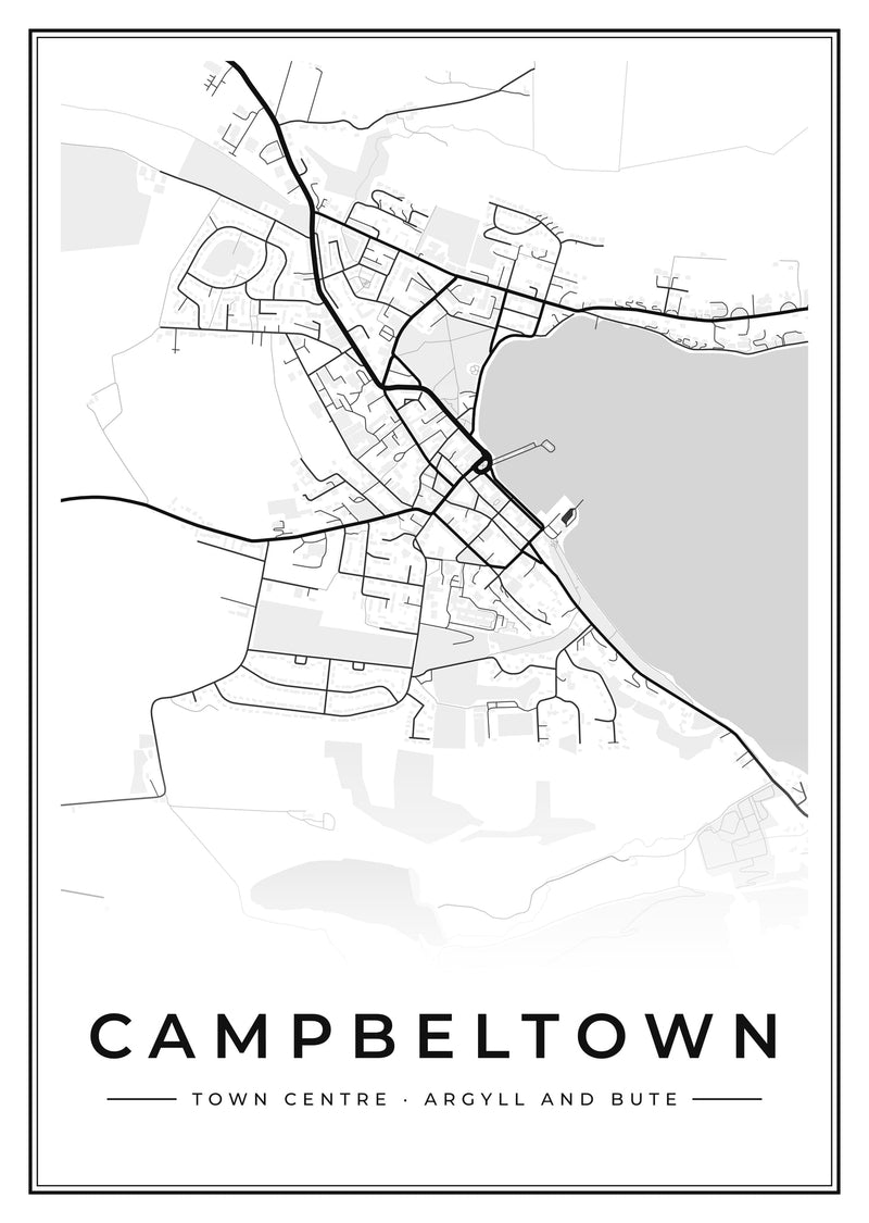 Campbeltown Town Centre Street Map Poster