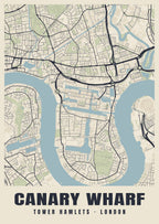 Heritage street map poster of Canary Wharf, Tower Hamlets, London
