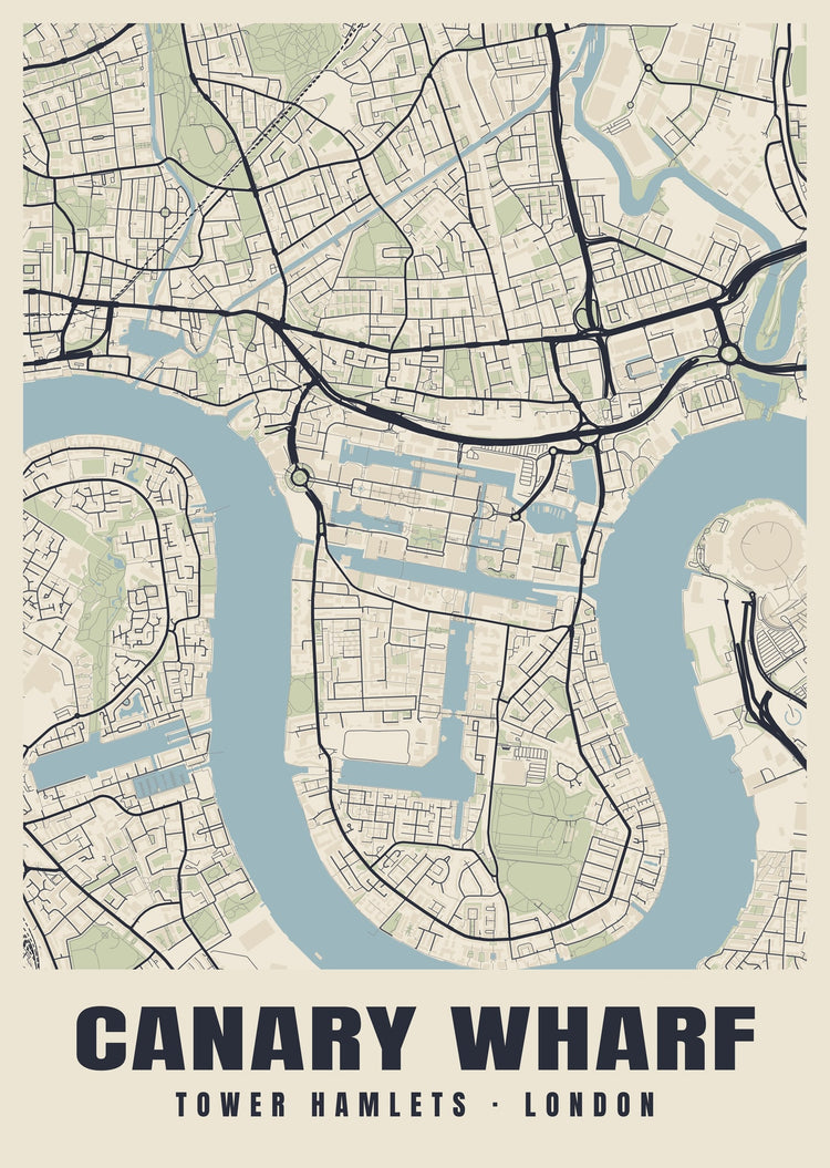 Canary Wharf Heritage Street Map Poster
