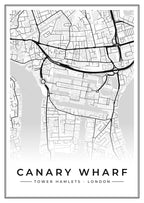 Street map poster of Canary Wharf, Tower Hamlets, London