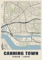 Heritage street map poster of Canning Town, Newham, London