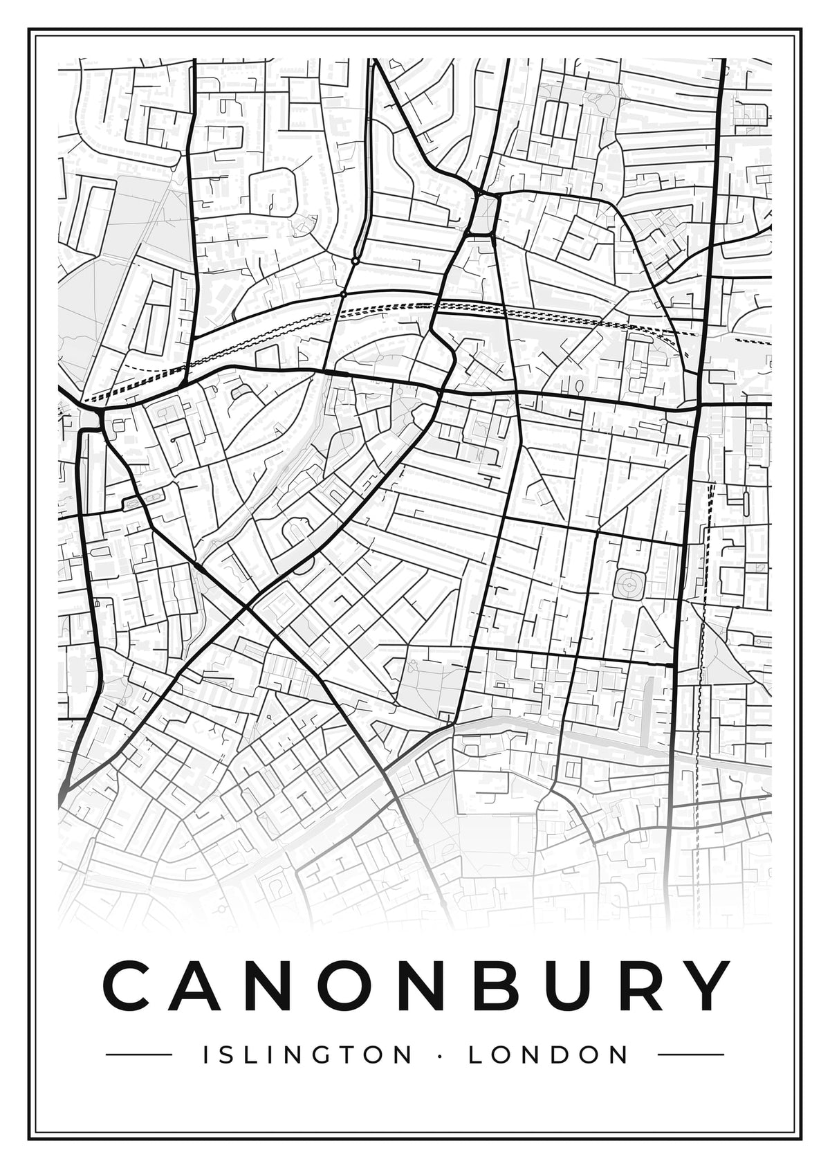 Street map poster of Canonbury, Islington, London