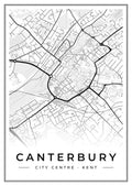 Street map poster of Canterbury city centre, Kent