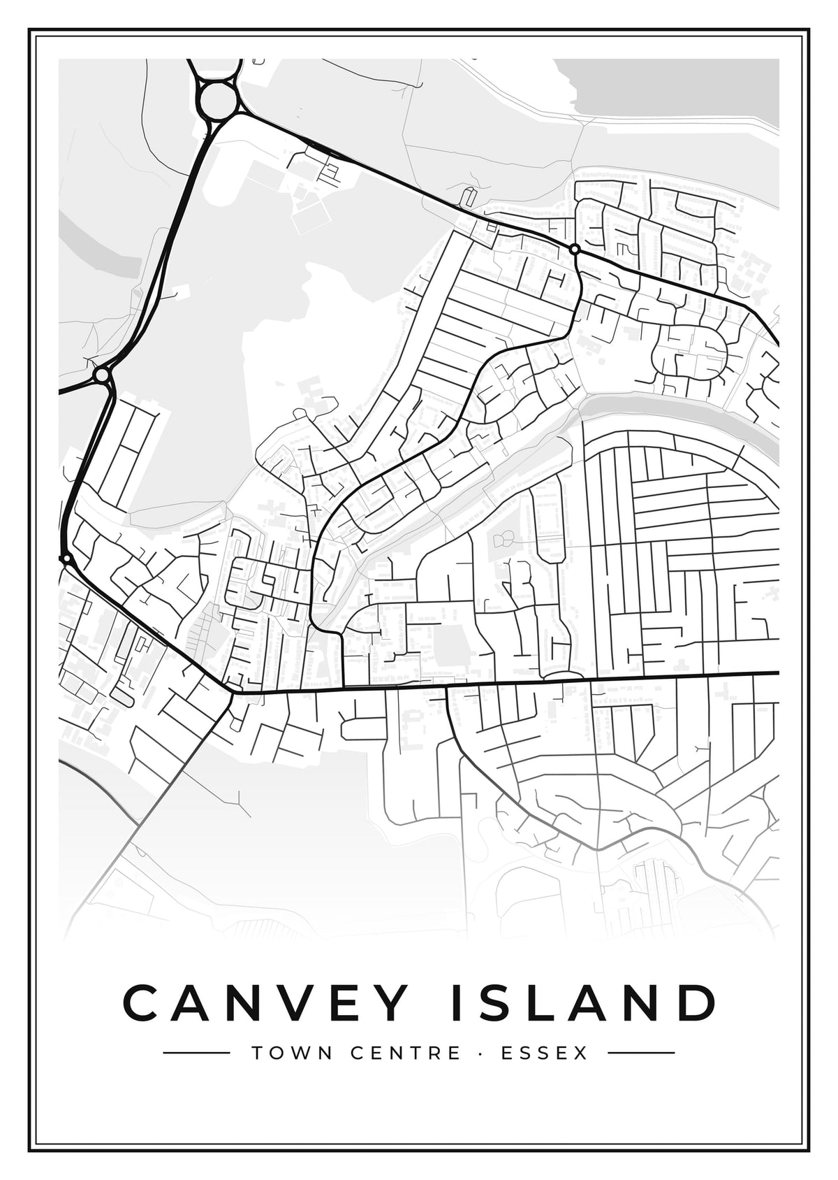 Street map poster of Canvey Island town centre, Essex