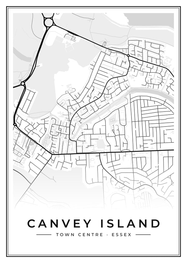 Canvey Island Town Centre Street Map Poster