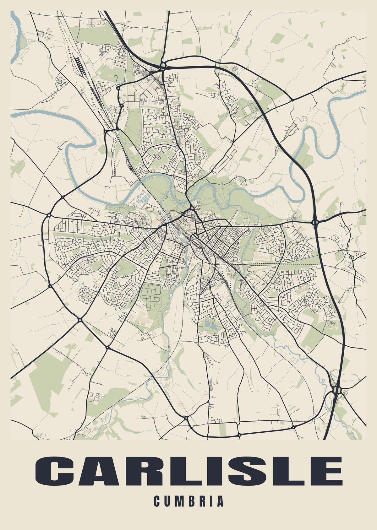 Street map poster of Carlisle, Cumbria