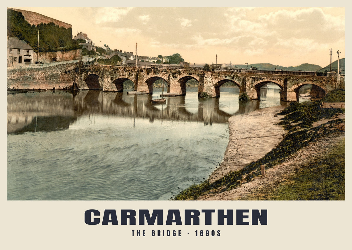 The Bridge, Carmarthen, 1890s heritage photograph