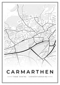 Street map poster of Carmarthen town centre, Carmarthenshire