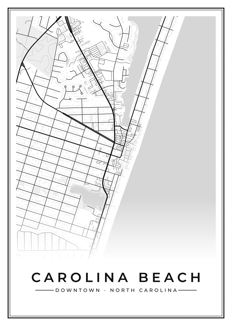 Carolina Beach Downtown Street Map Poster