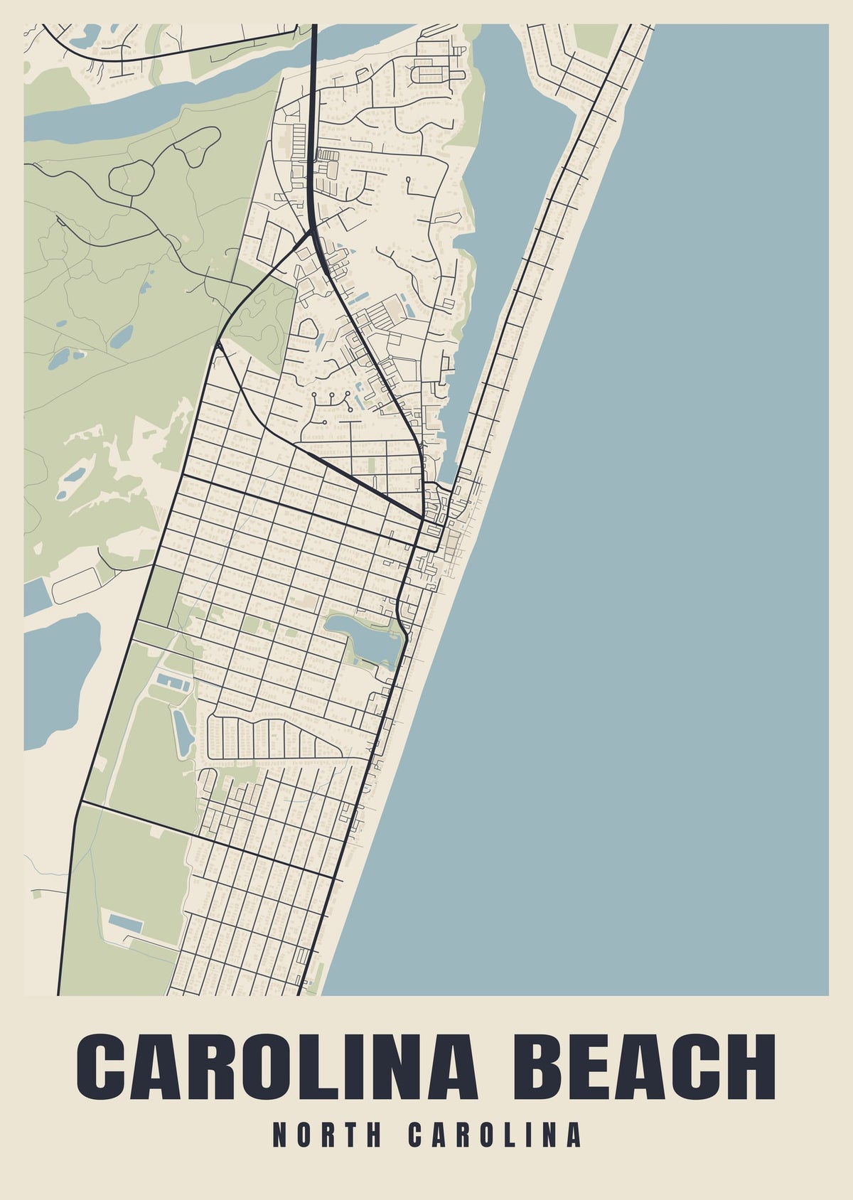 Street map poster of Carolina Beach, North Carolina