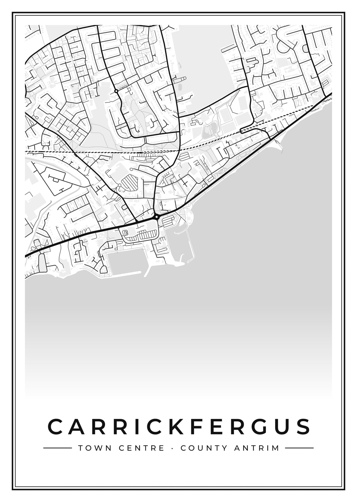 Street map poster of Carrickfergus town centre, County Antrim