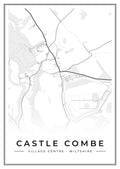 Street map poster of Castle Combe village centre, Wiltshire