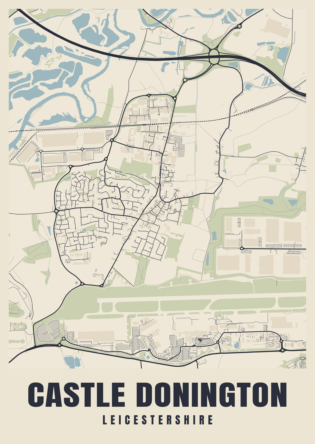 Street map poster of Castle Donington, Leicestershire