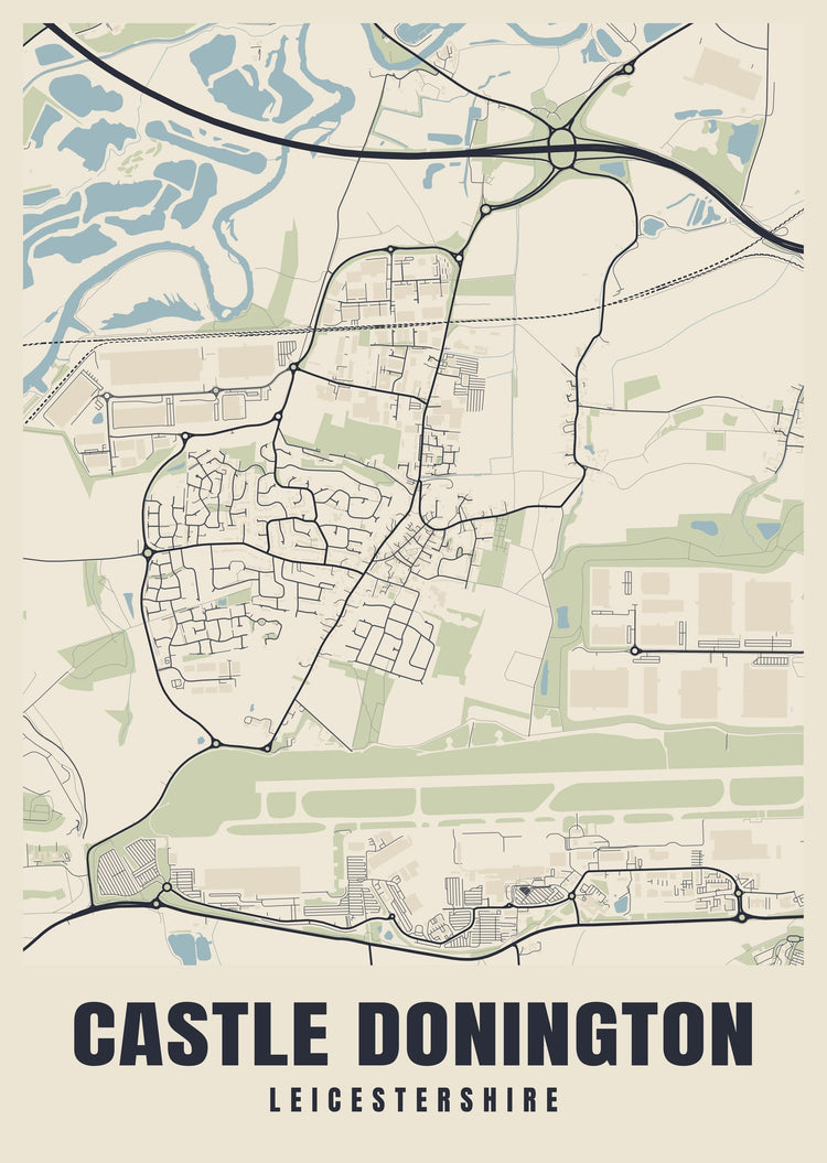 Castle Donington Street Map Poster