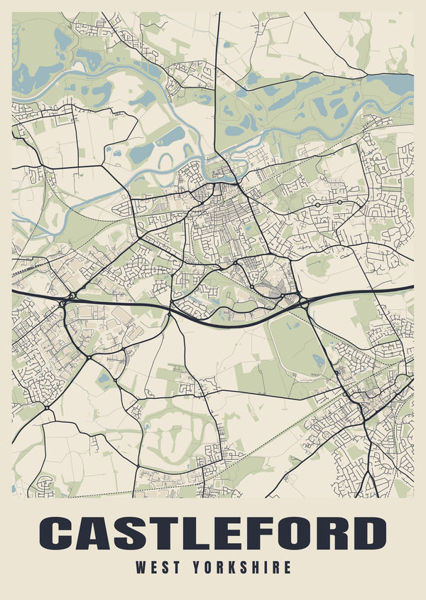 Castleford Street Map Poster