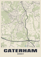 Street map poster of Caterham, Surrey