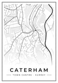 Street map poster of Caterham town centre, Surrey