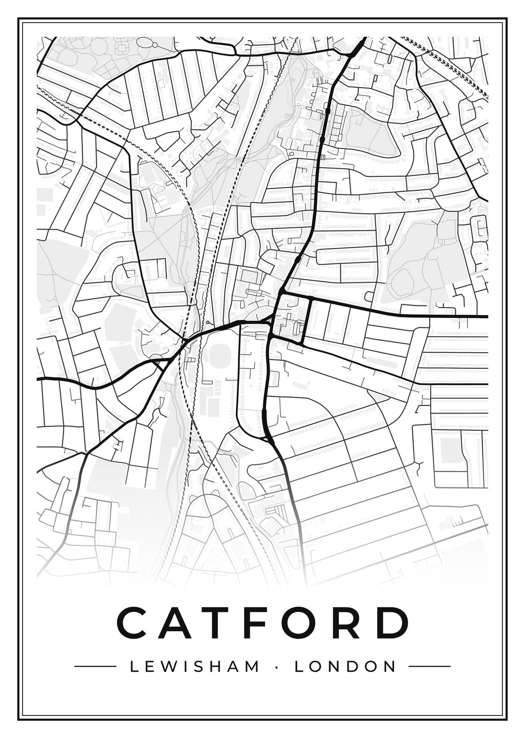 Street map poster of Catford, Lewisham, London
