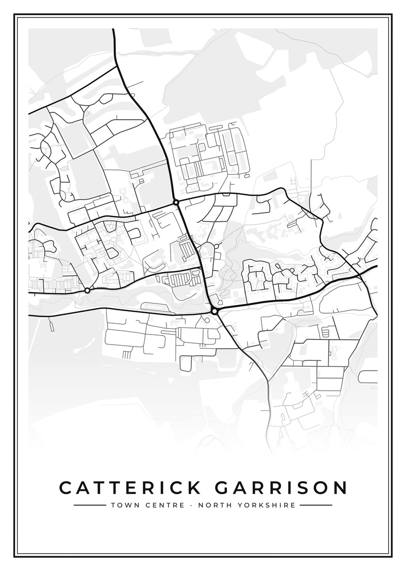 Catterick Garrison Town Centre Street Map Poster