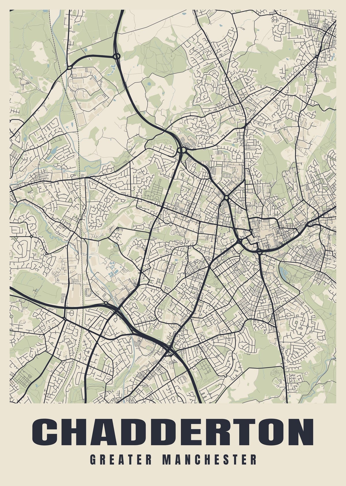 Street map poster of Chadderton, Greater Manchester