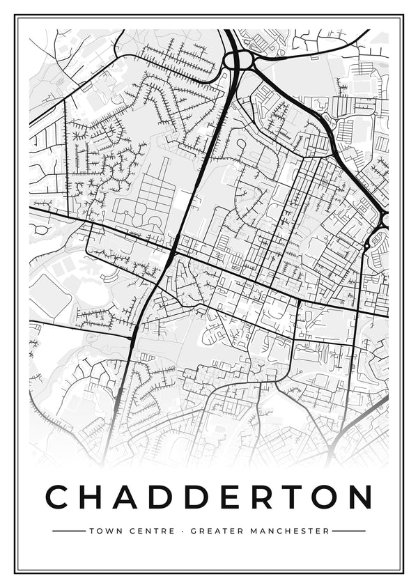 Chadderton Town Centre Street Map Poster
