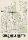 Heritage street map poster of Chadwell Heath, Redbridge, London