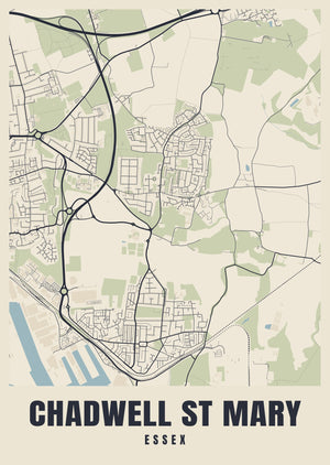 Chadwell St Mary Street Map Poster