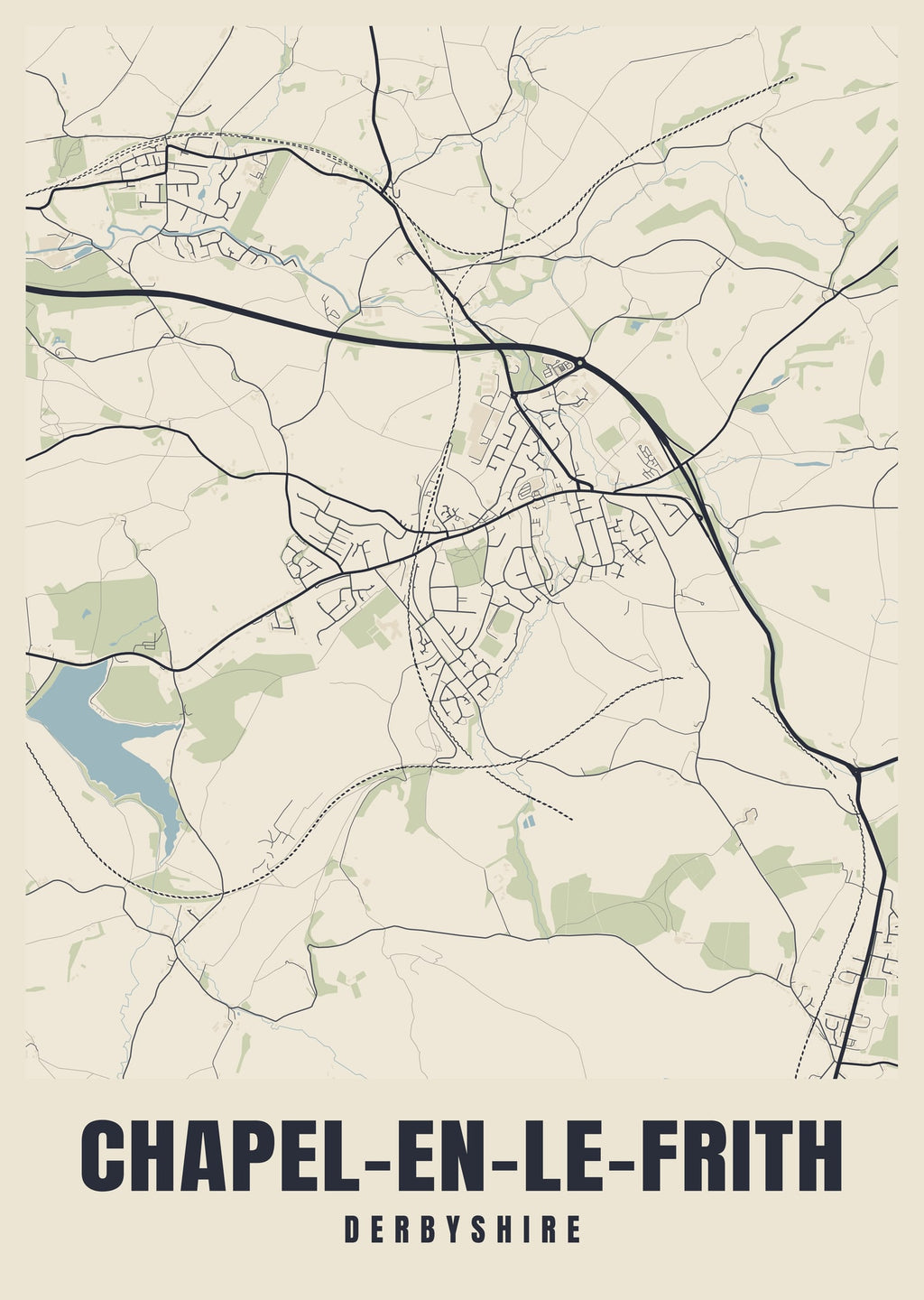 Street map poster of Chapel-en-le-Frith, Derbyshire