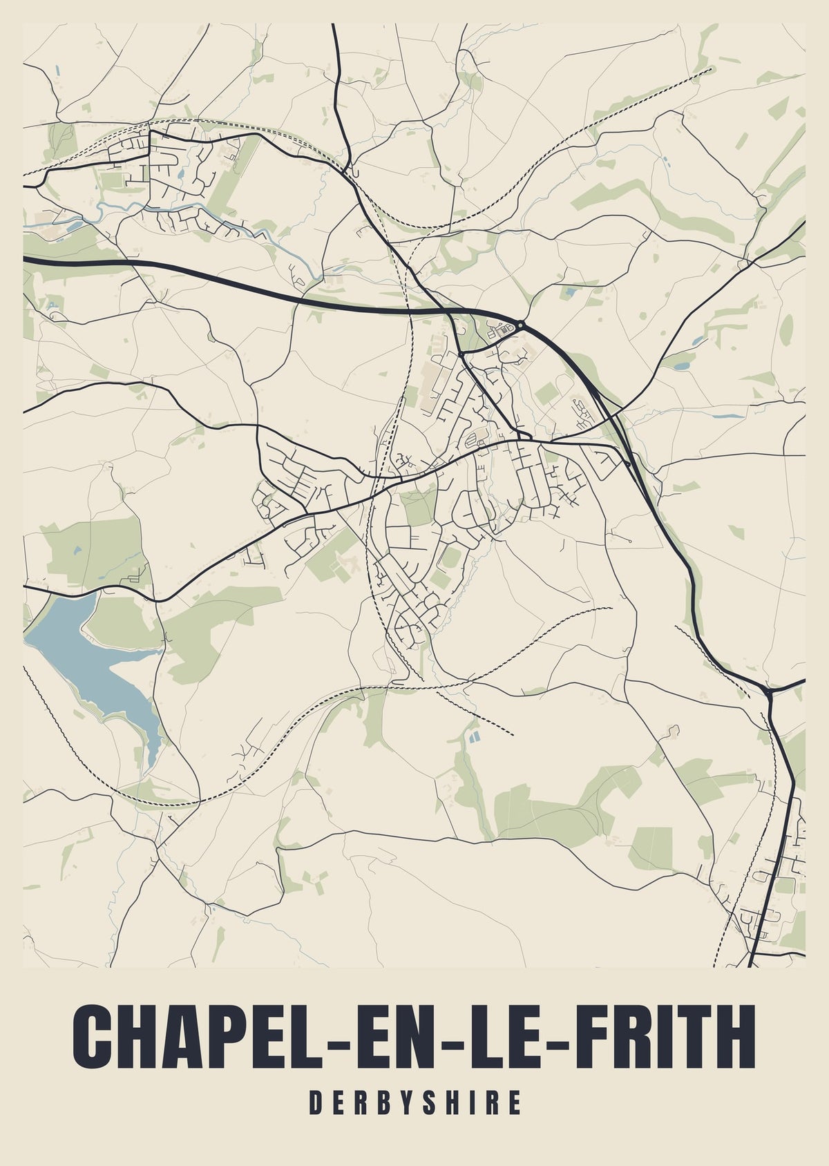 Street map poster of Chapel-en-le-Frith, Derbyshire