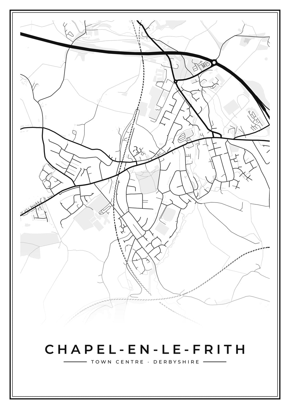 Chapel-en-le-Frith Town Centre Street Map Poster