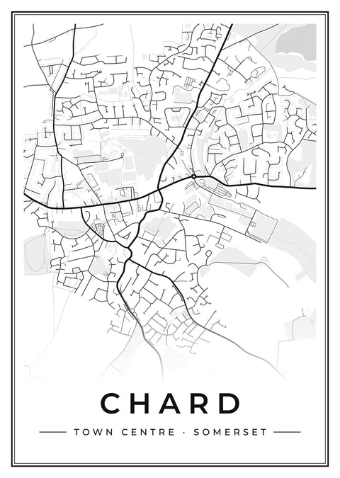 Chard Town Centre Street Map Poster
