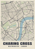 Heritage street map poster of Charing Cross, Westminster, London