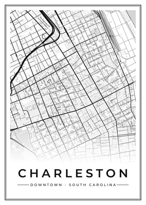 Charleston Downtown Street Map Poster