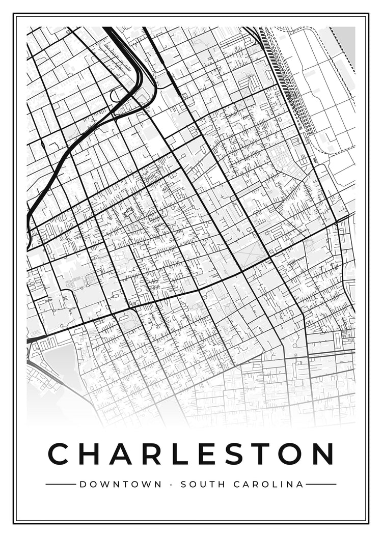 Charleston Downtown Street Map Poster
