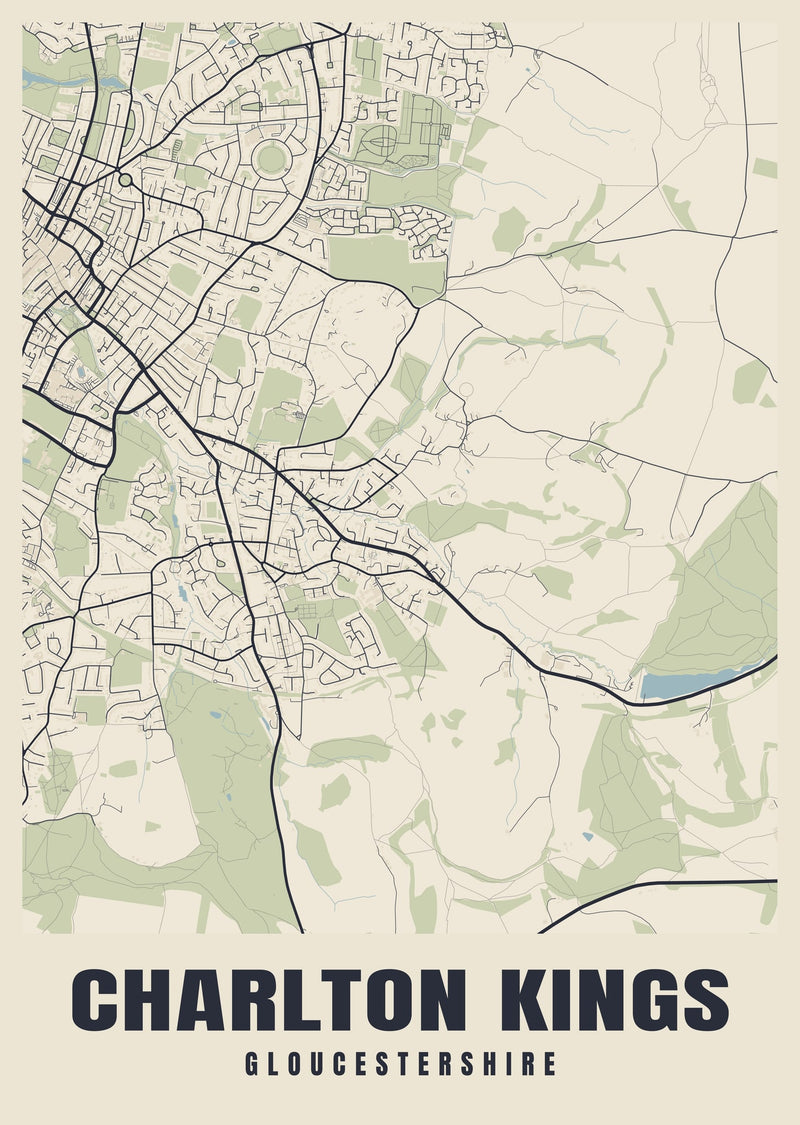 Charlton Kings Street Map Poster
