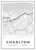 Street map poster of Charlton, Greenwich, London