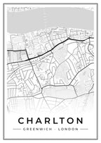 Street map poster of Charlton, Greenwich, London