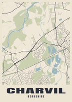 Street map poster of Charvil, Berkshire