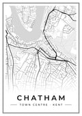Street map poster of Chatham town centre, Kent