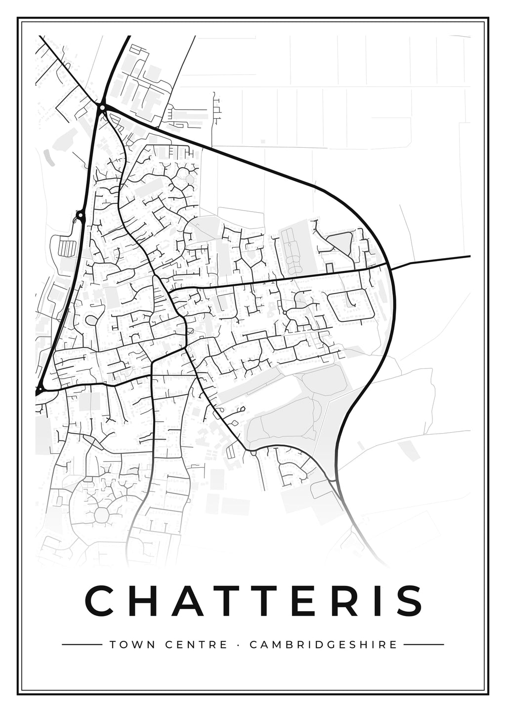 Street map poster of Chatteris town centre, Cambridgeshire